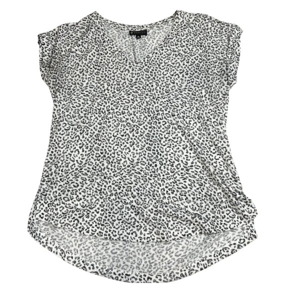 Bobeau Black White Animal Print Women Blouse Medium - Picture 1 of 8